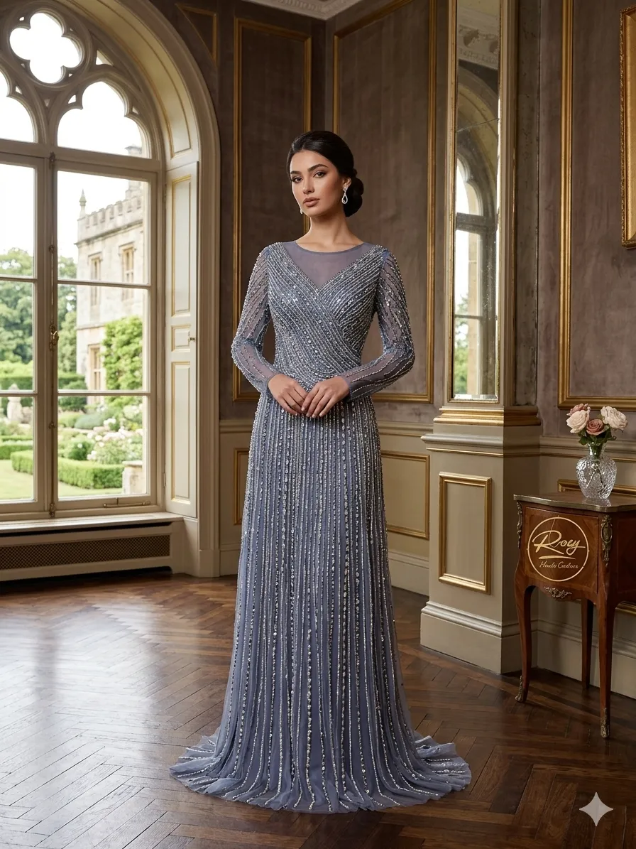 Grey soirée gown
