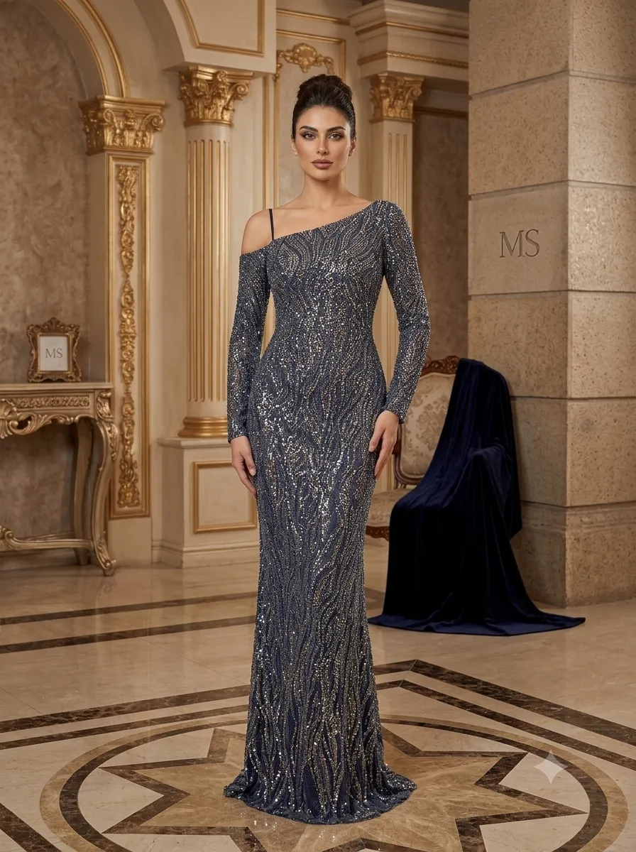 Grey soirée gown