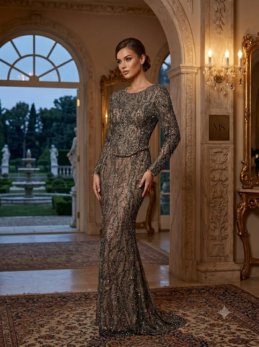 Grey soirée gown
