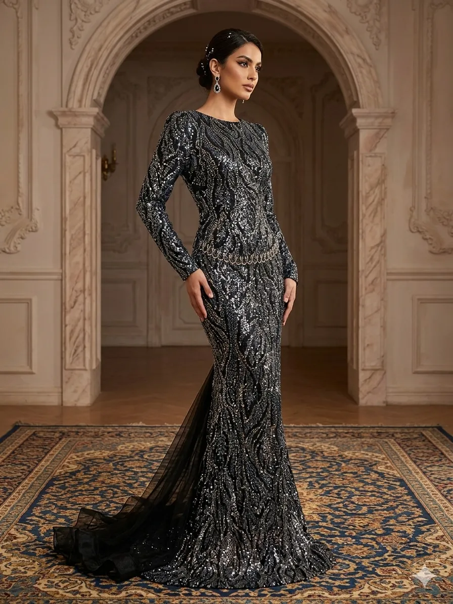Black soirée gown