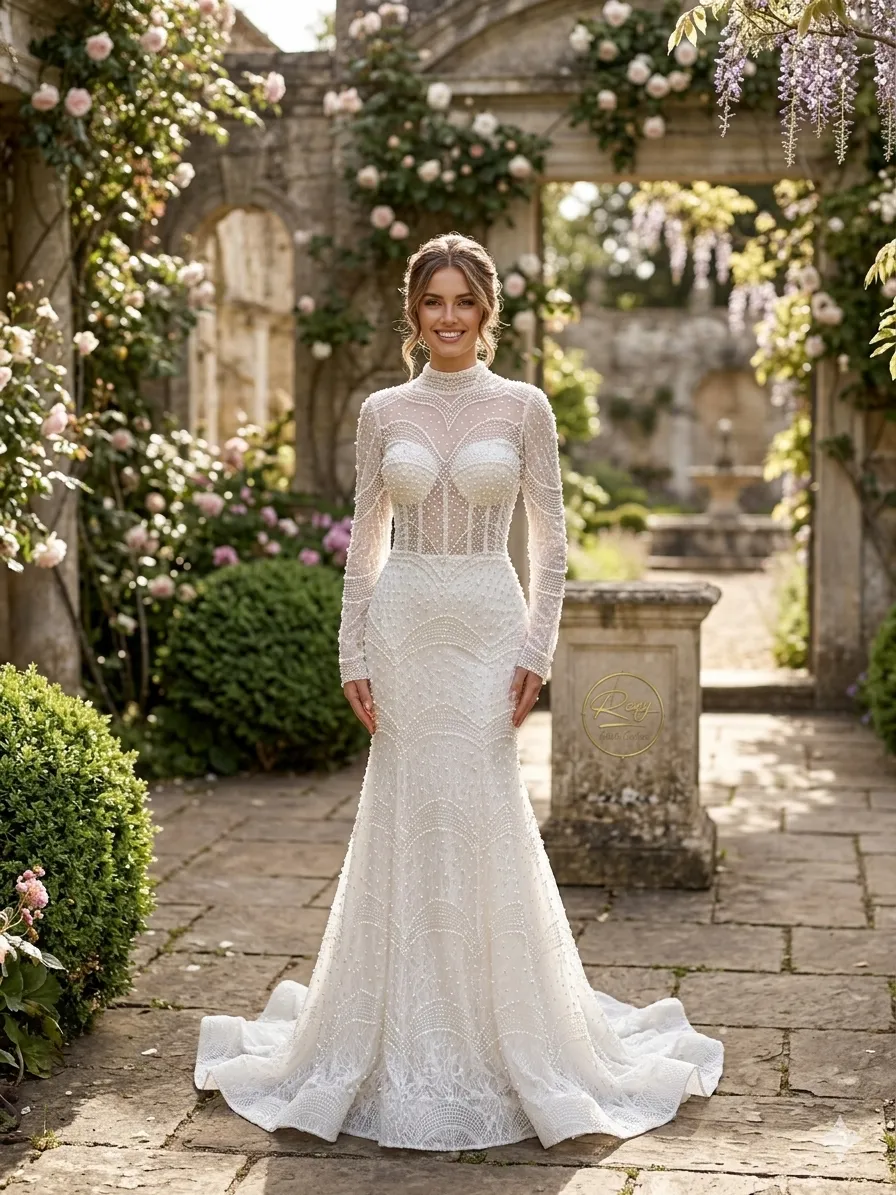 Silver soirée gown