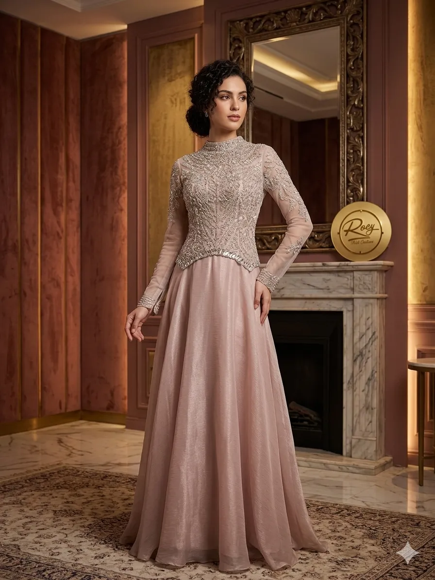 Nude soirée gown