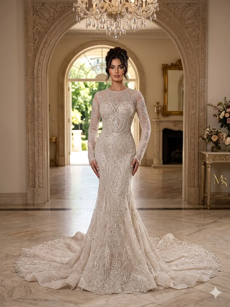 White soirée gown