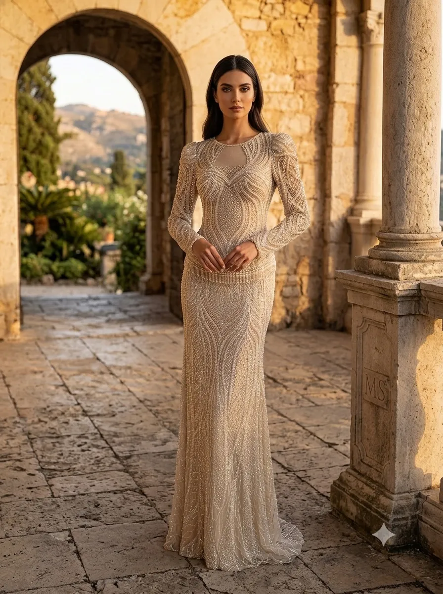 Brown soirée gown