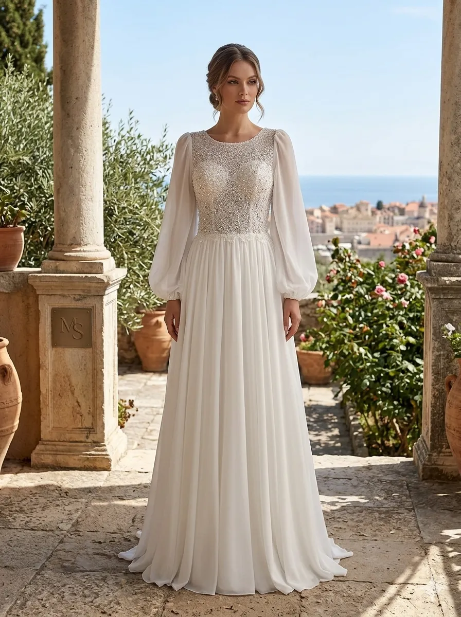 Silver soirée gown
