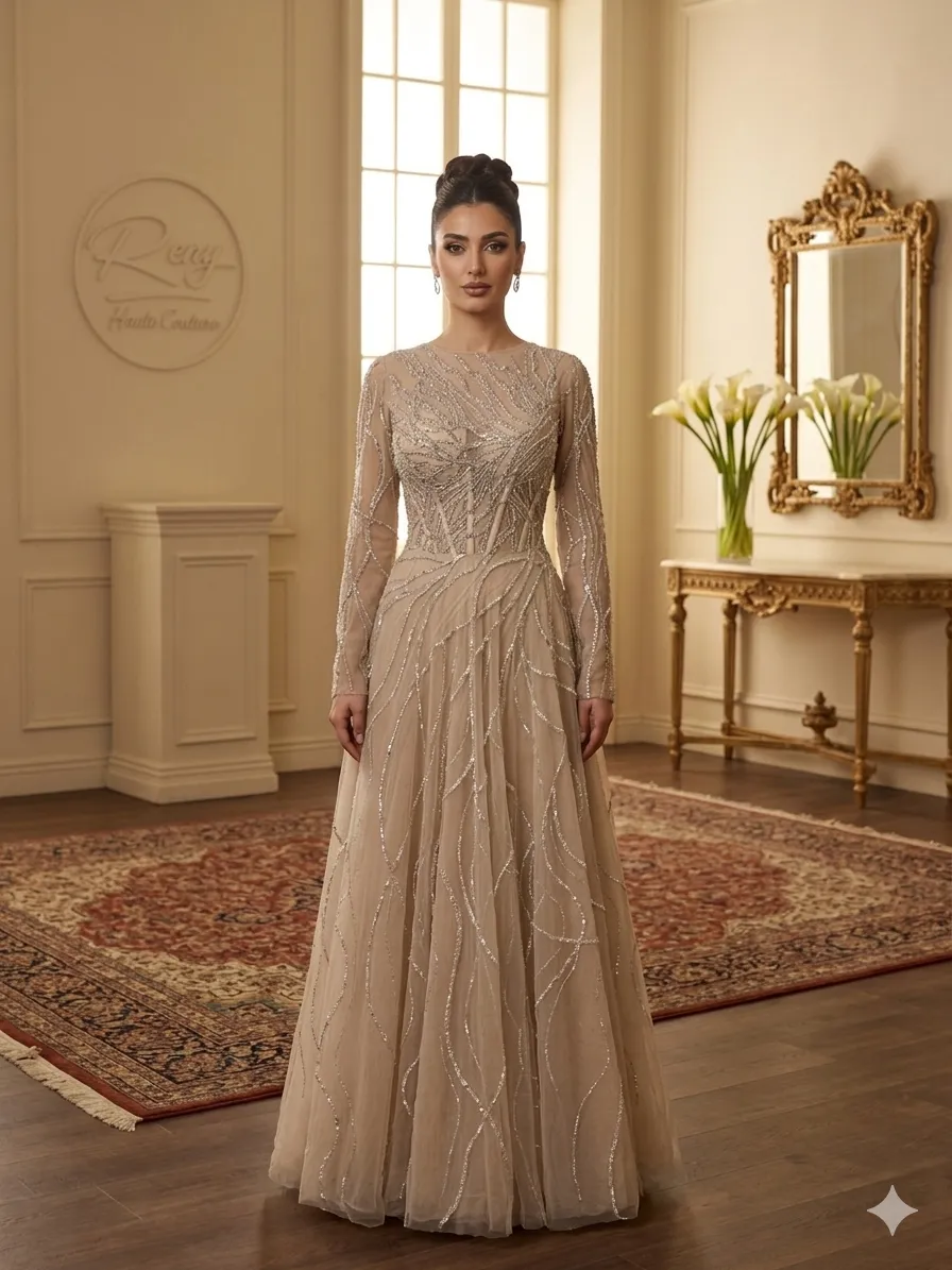 Nude soirée gown