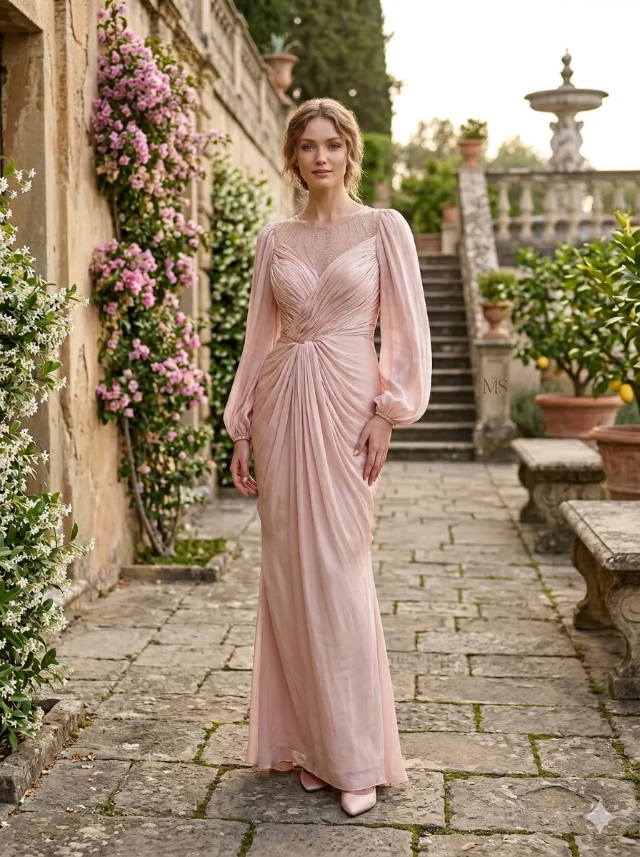 Nude soirée gown