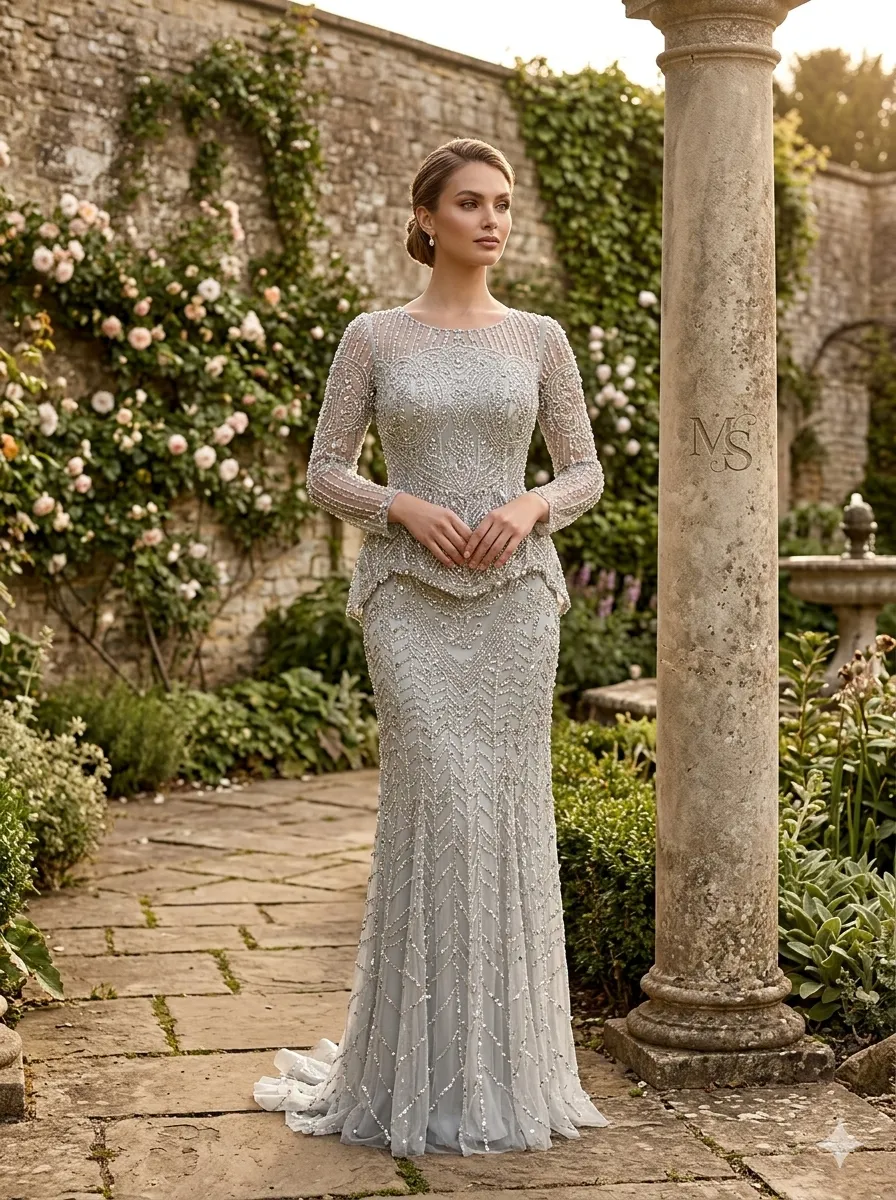Silver soirée gown