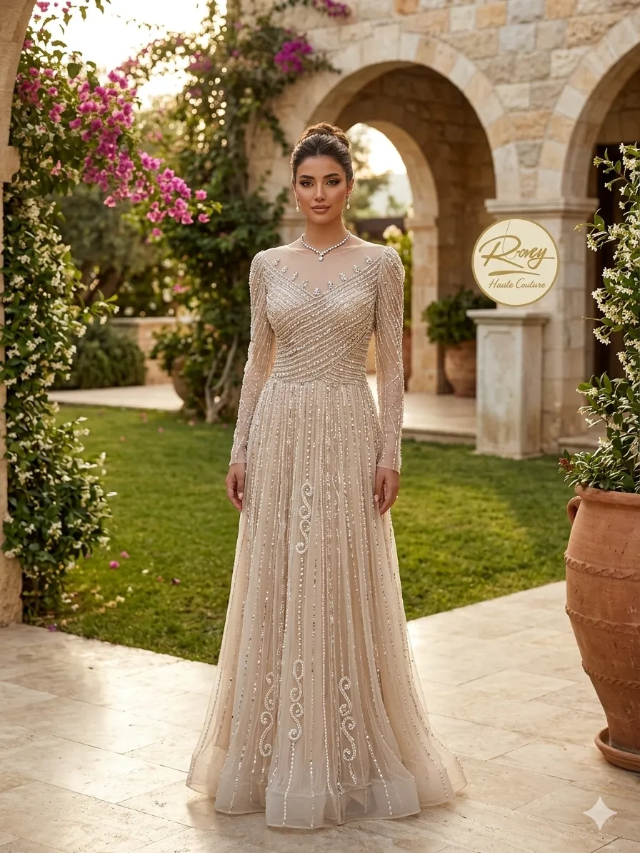 Nude soirée gown