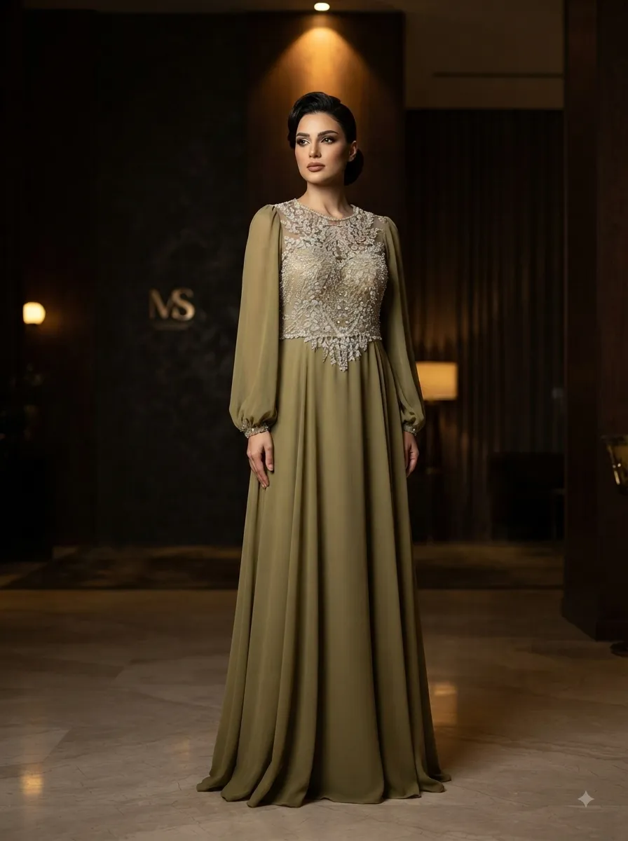 Brown soirée gown