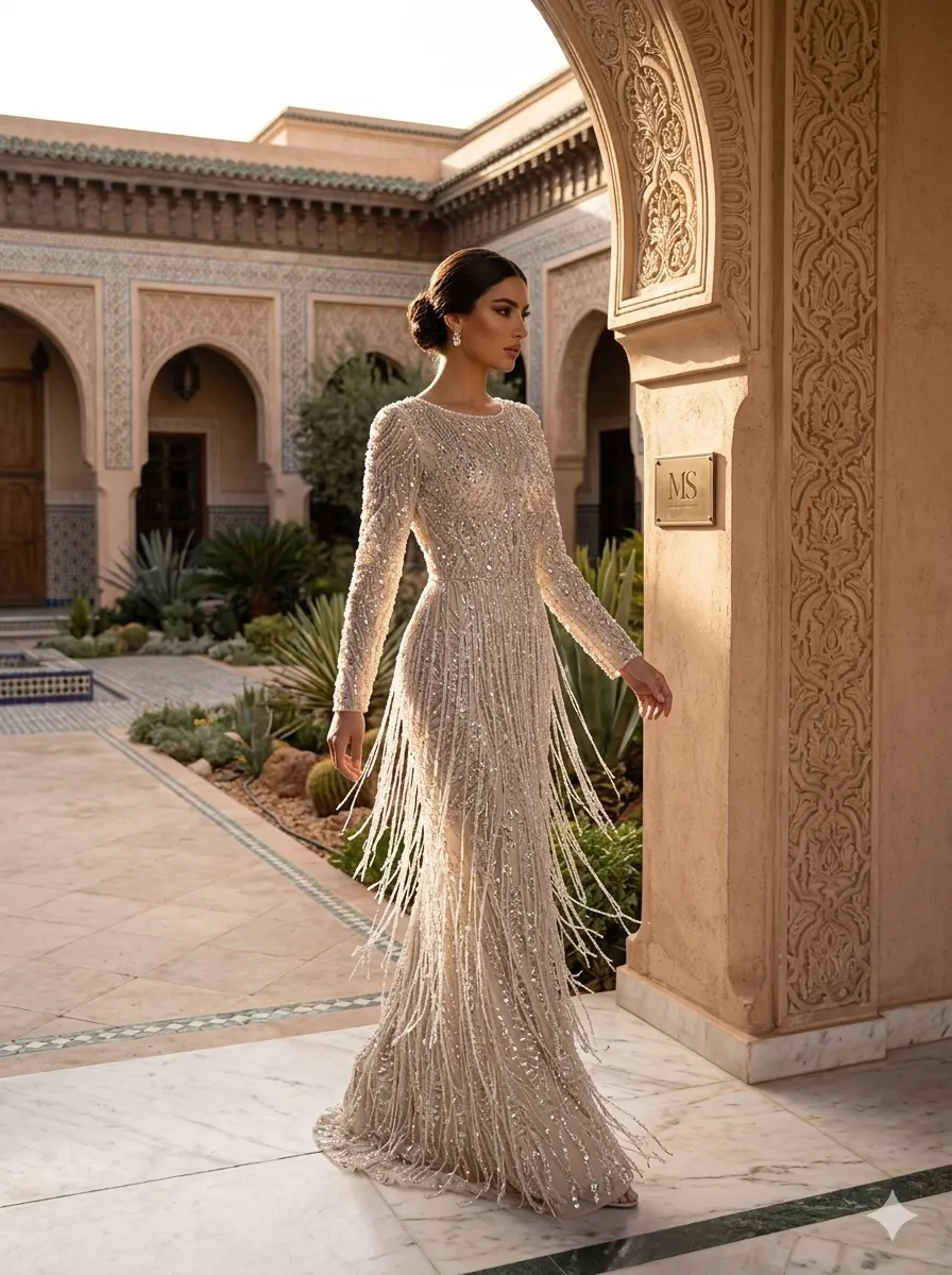 Nude soirée gown