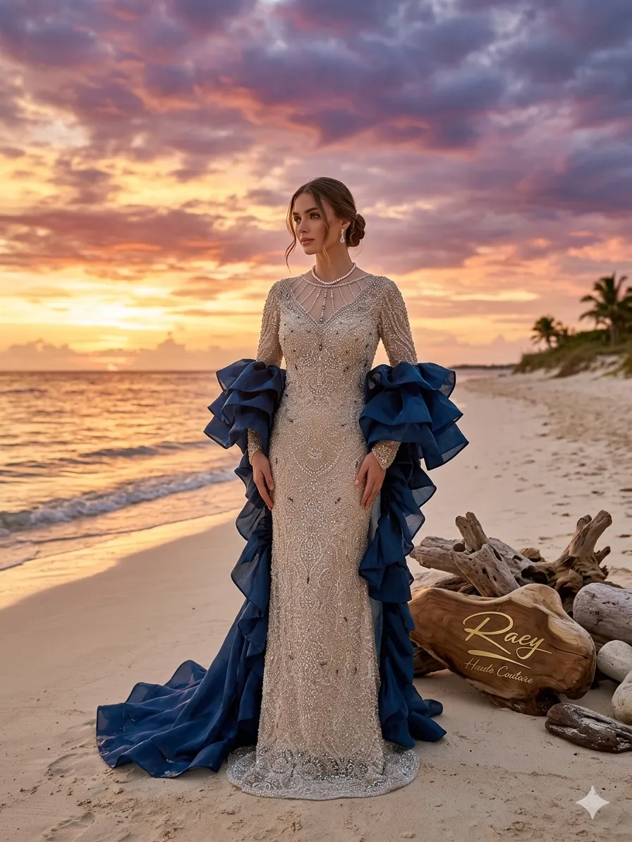Nude soirée gown