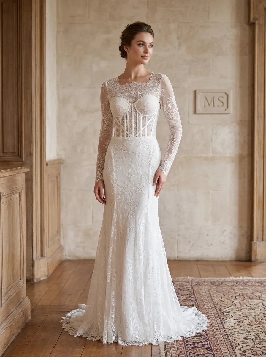 Silver soirée gown