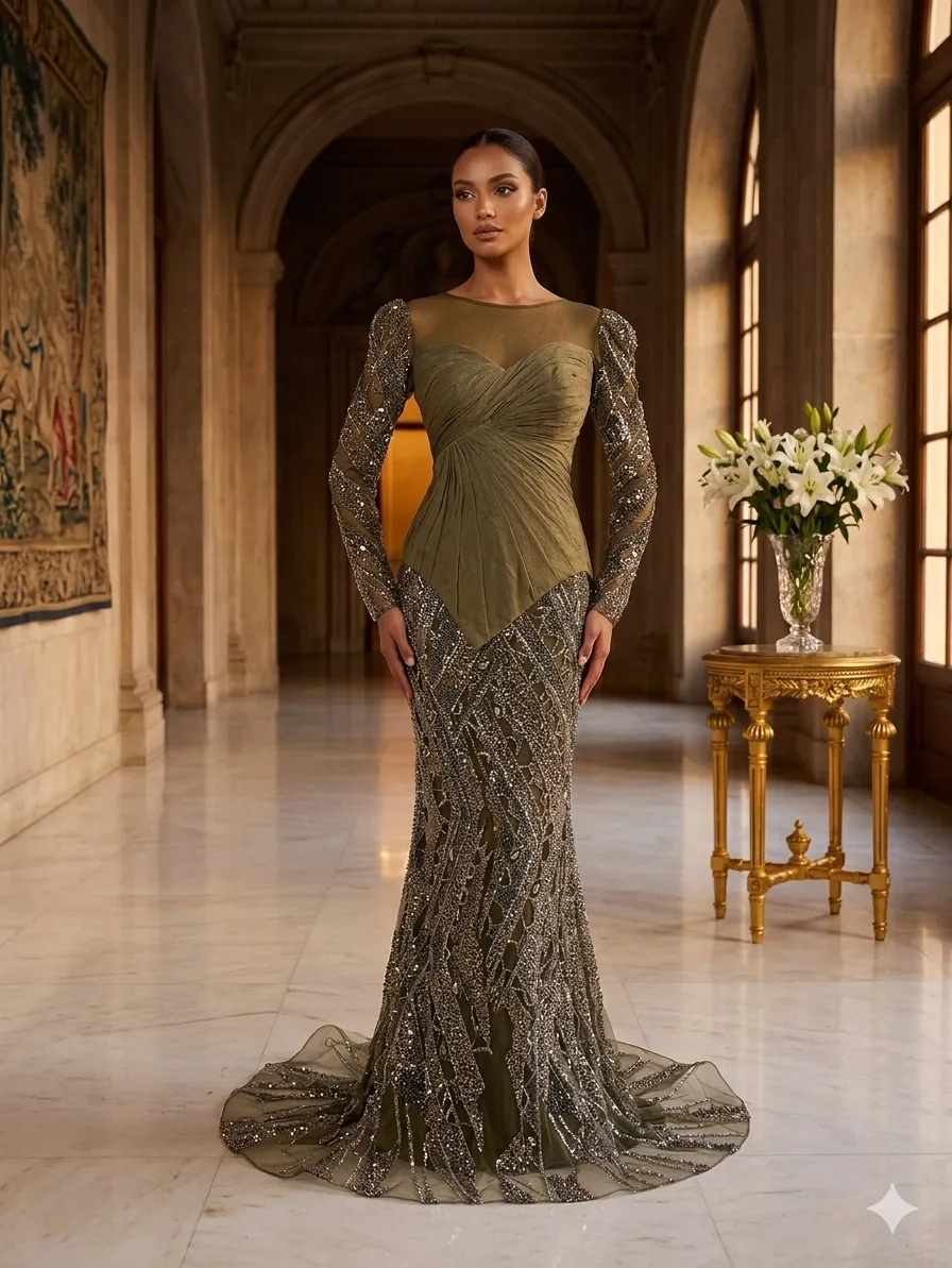 Brown soirée gown