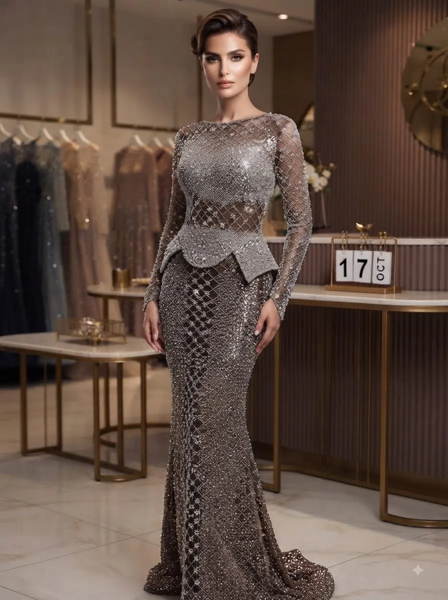 Grey soirée gown