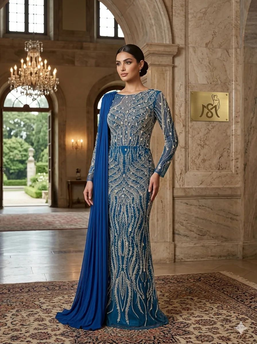 Grey soirée gown