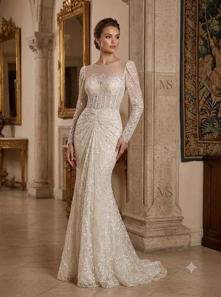 Beige soirée gown