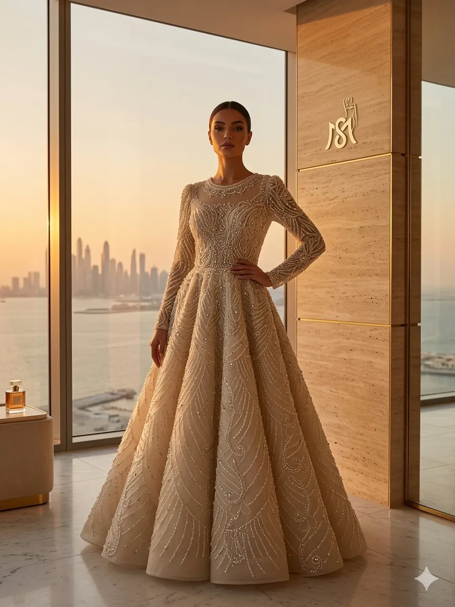 Gold soirée gown