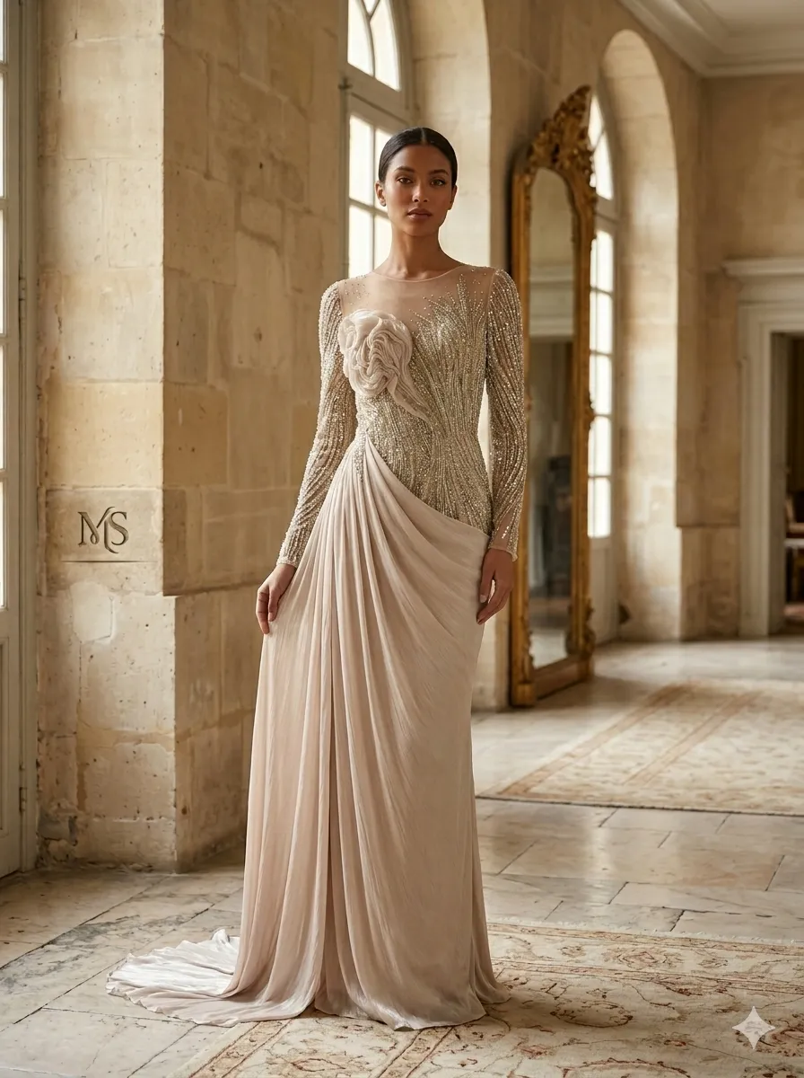 Brown soirée gown