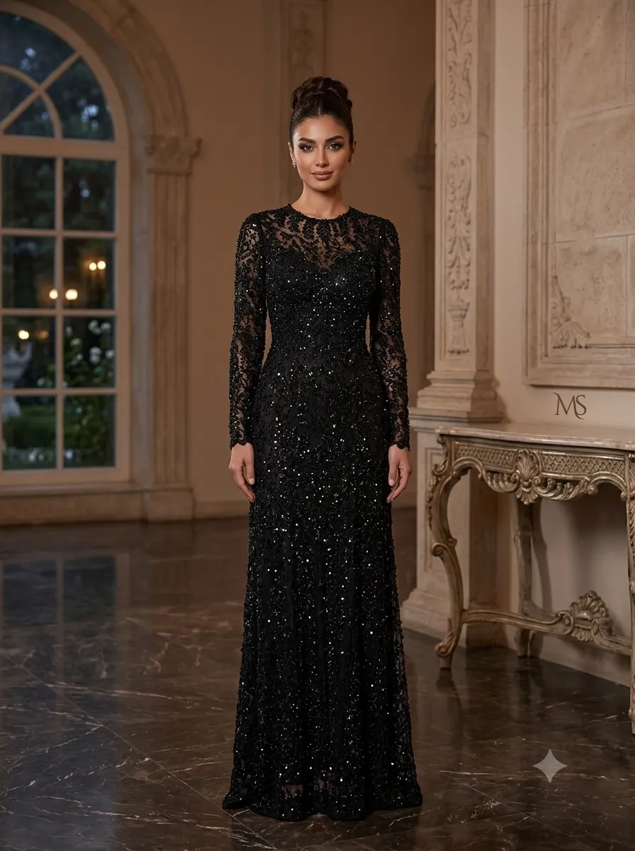 Black soirée gown