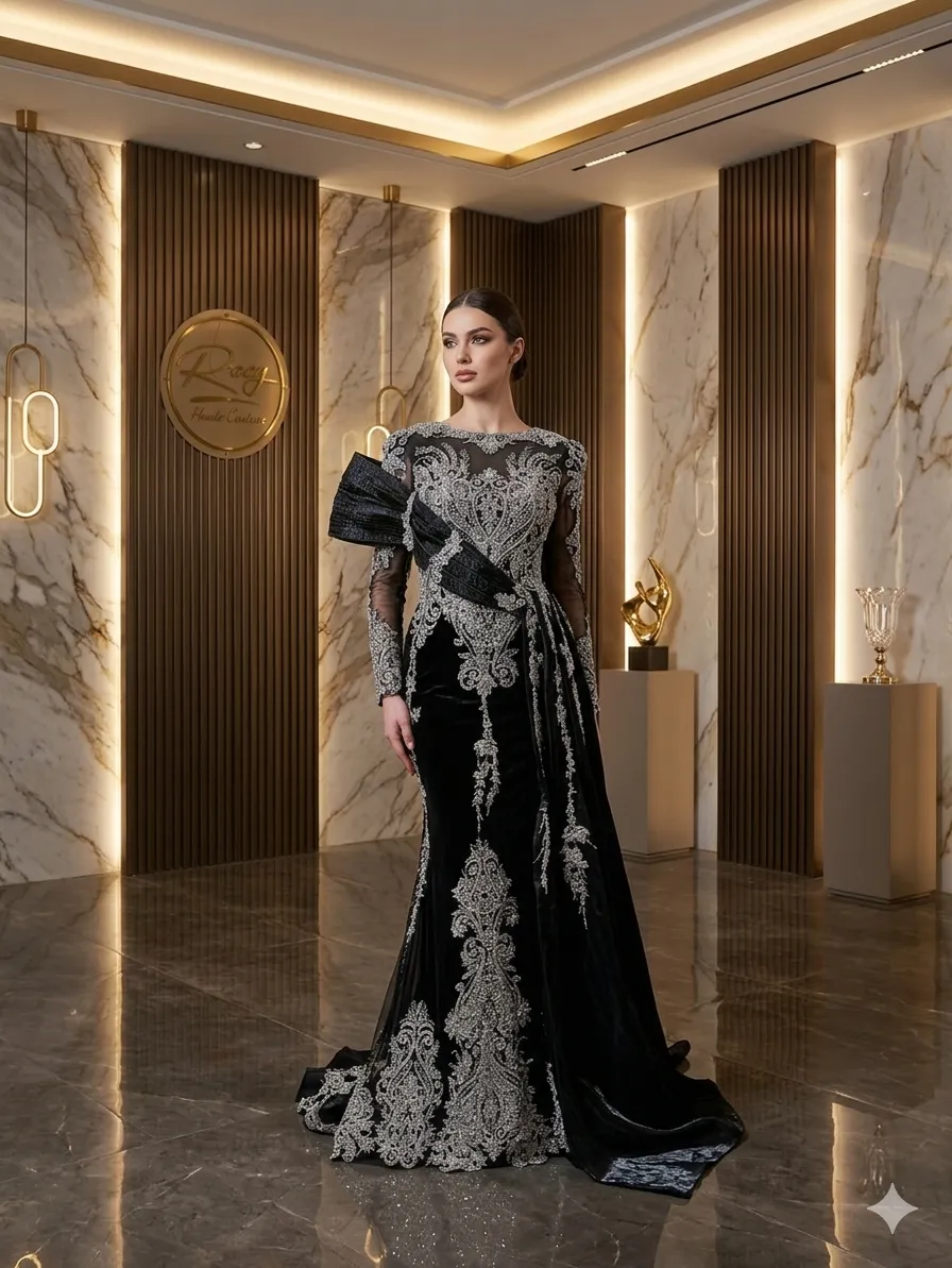 Black soirée gown