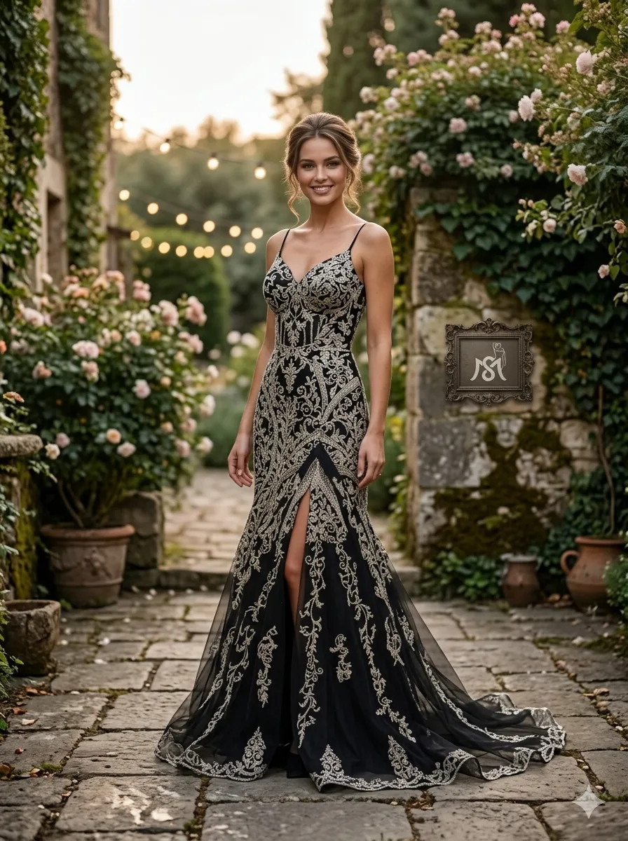 Grey soirée gown