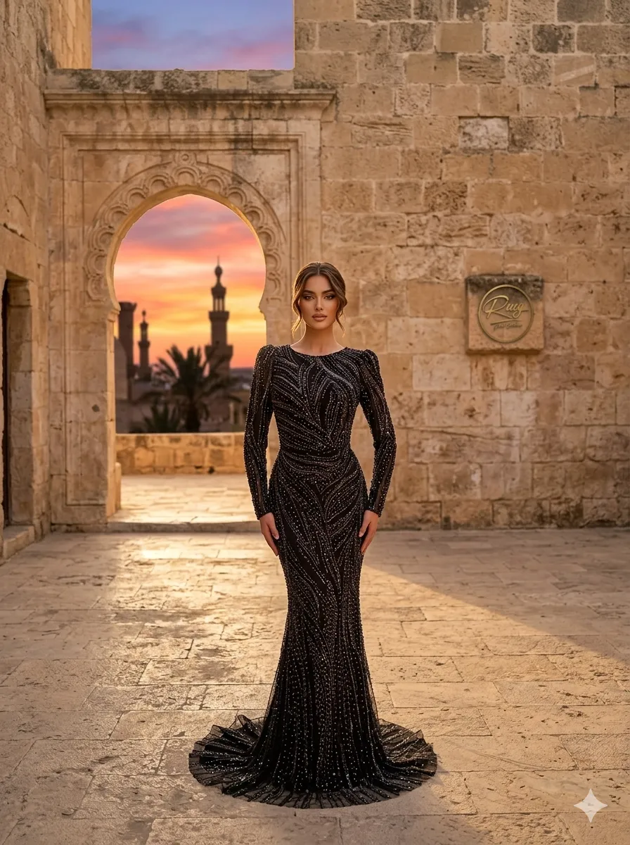 Black soirée gown