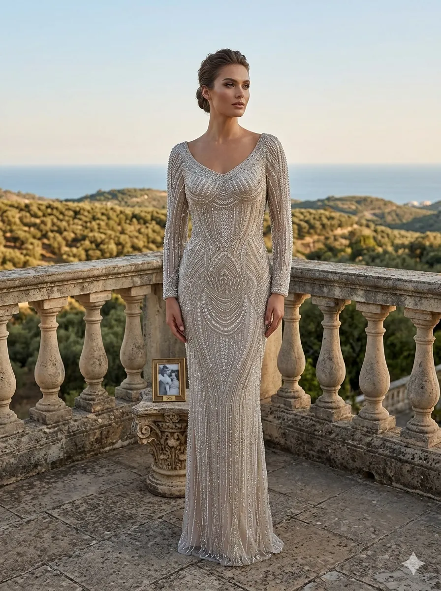 Grey soirée gown