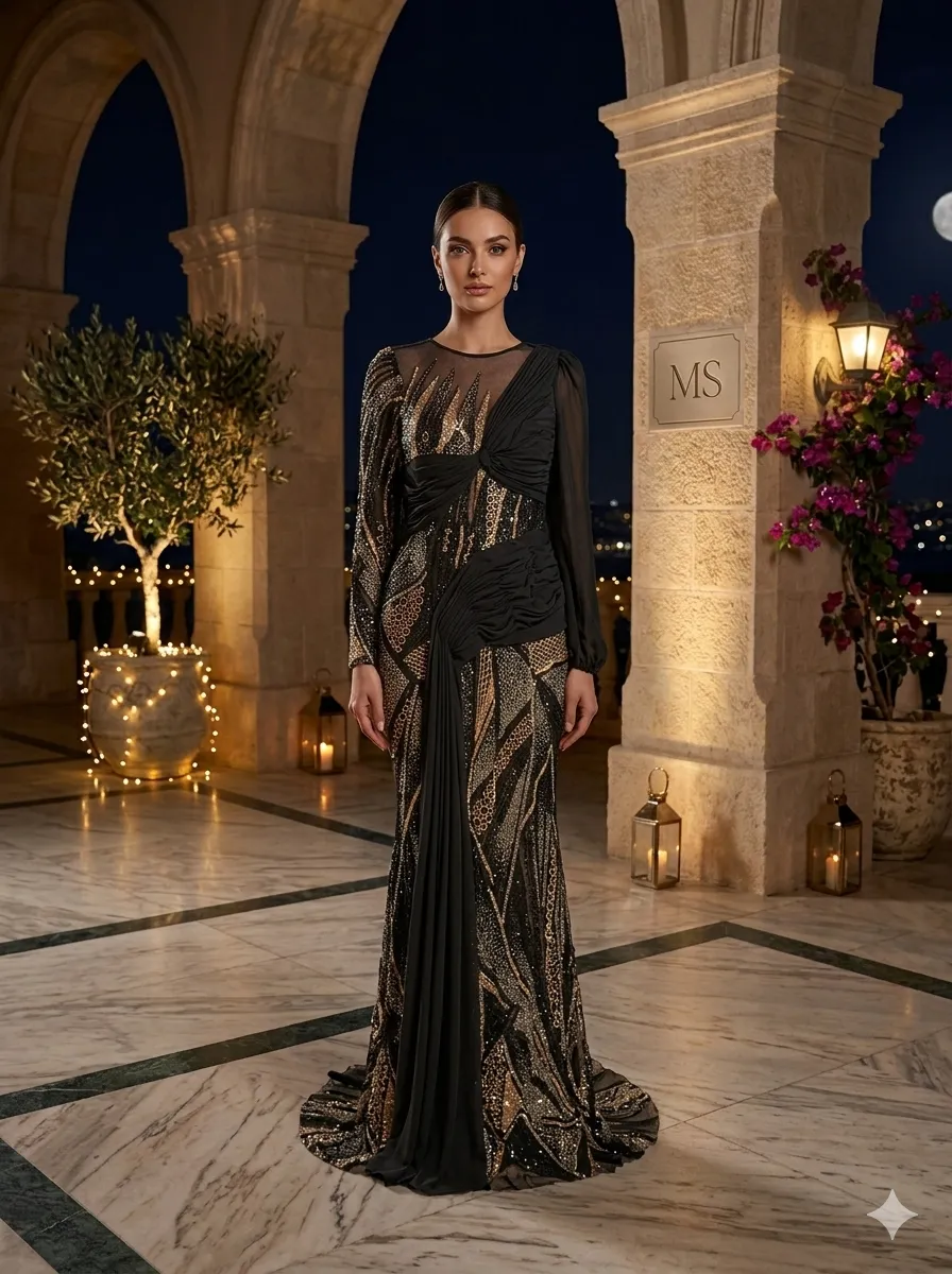 Grey soirée gown