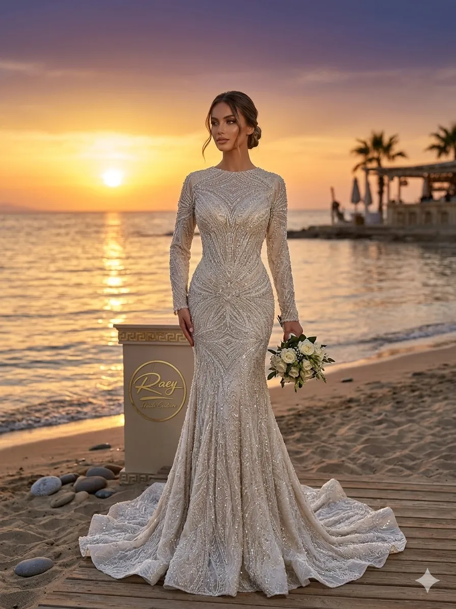 Nude soirée gown