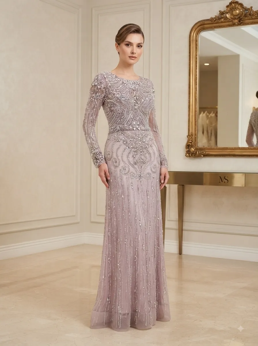 Nude soirée gown