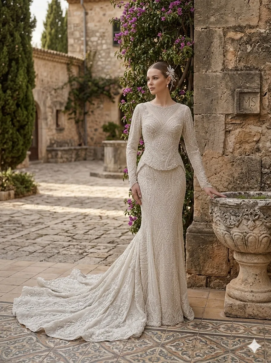 Silver soirée gown