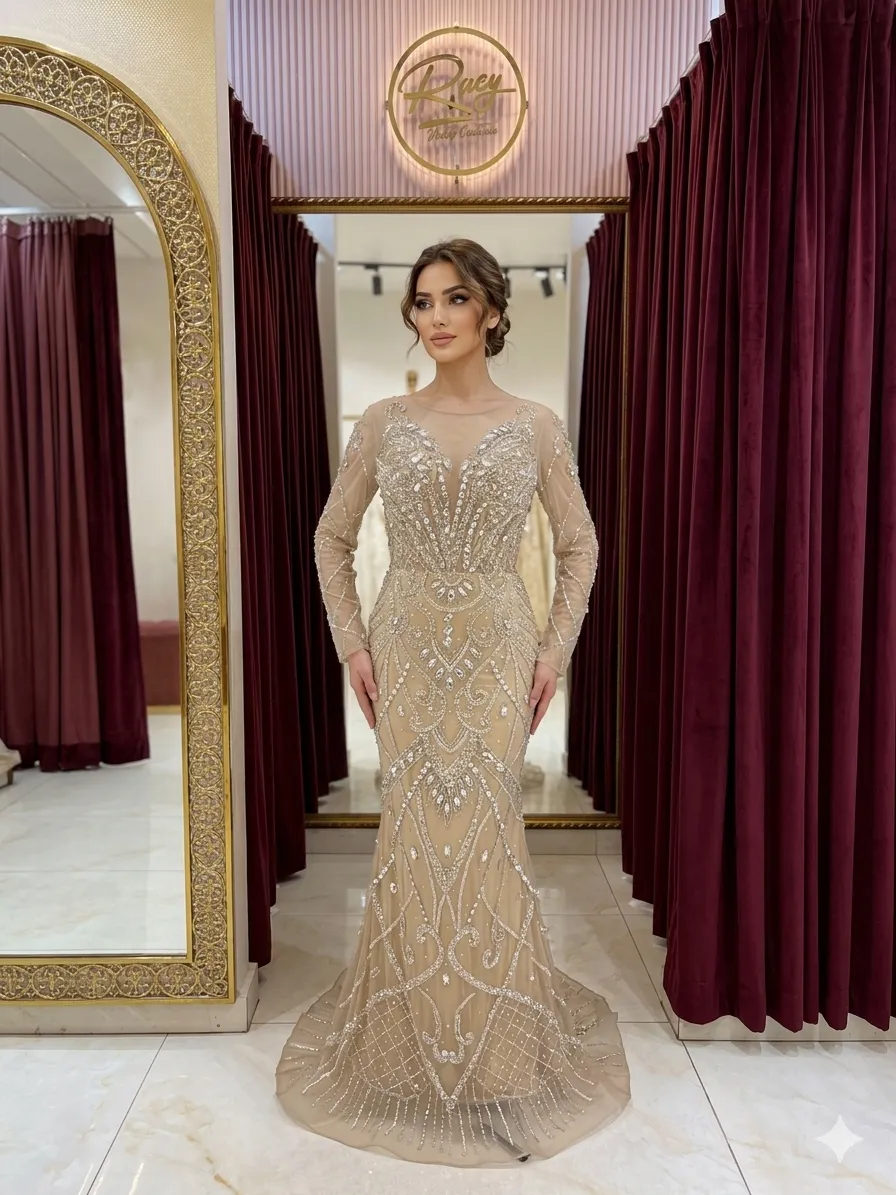 Gold soirée gown