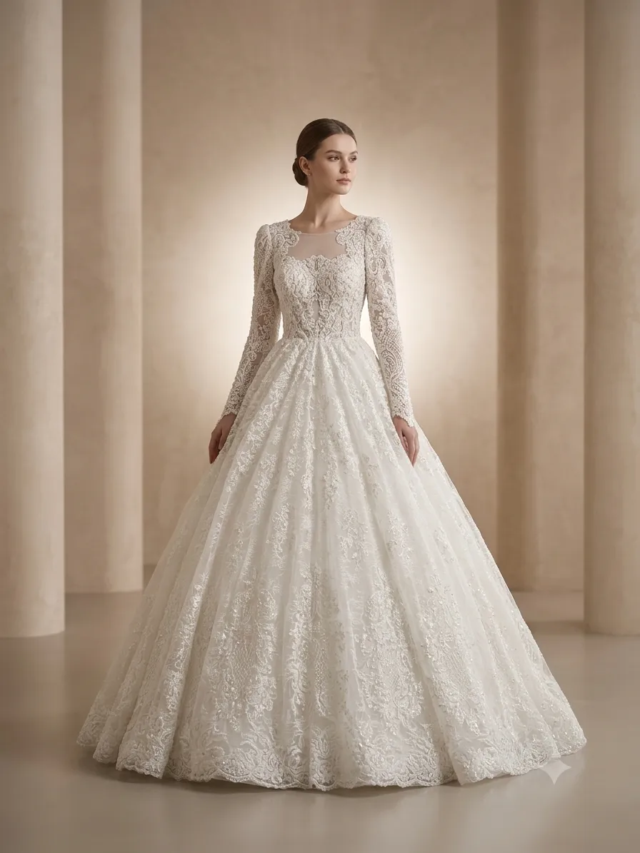 White wedding gown