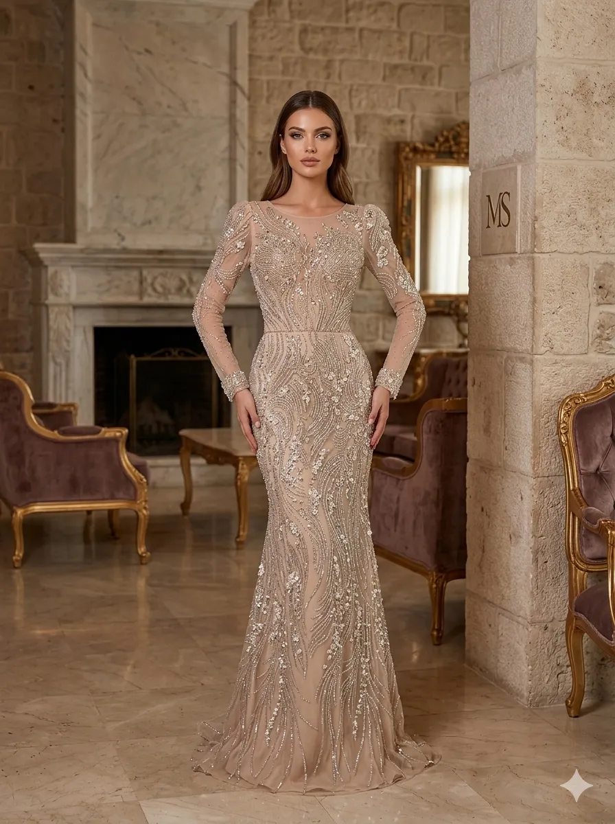 Brown soirée gown