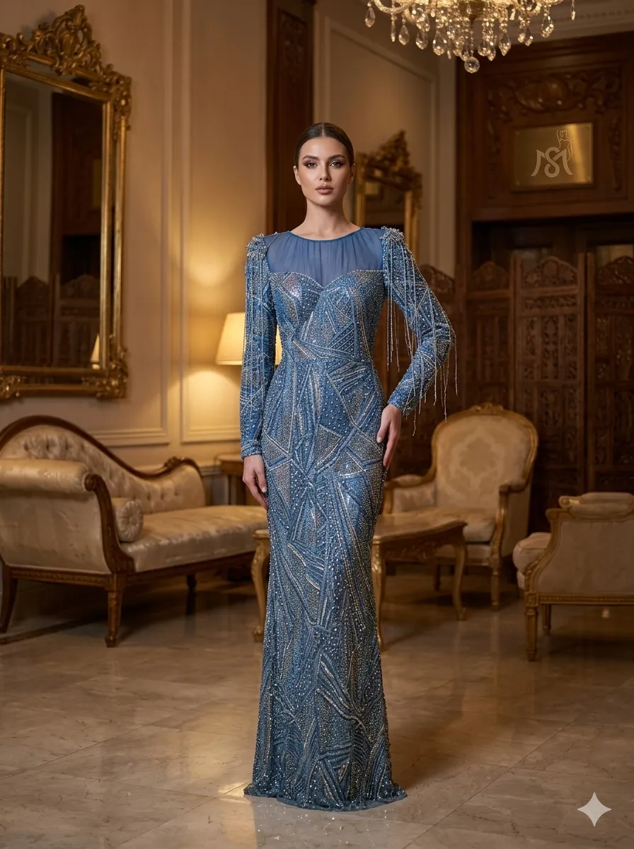 Blue soirée gown