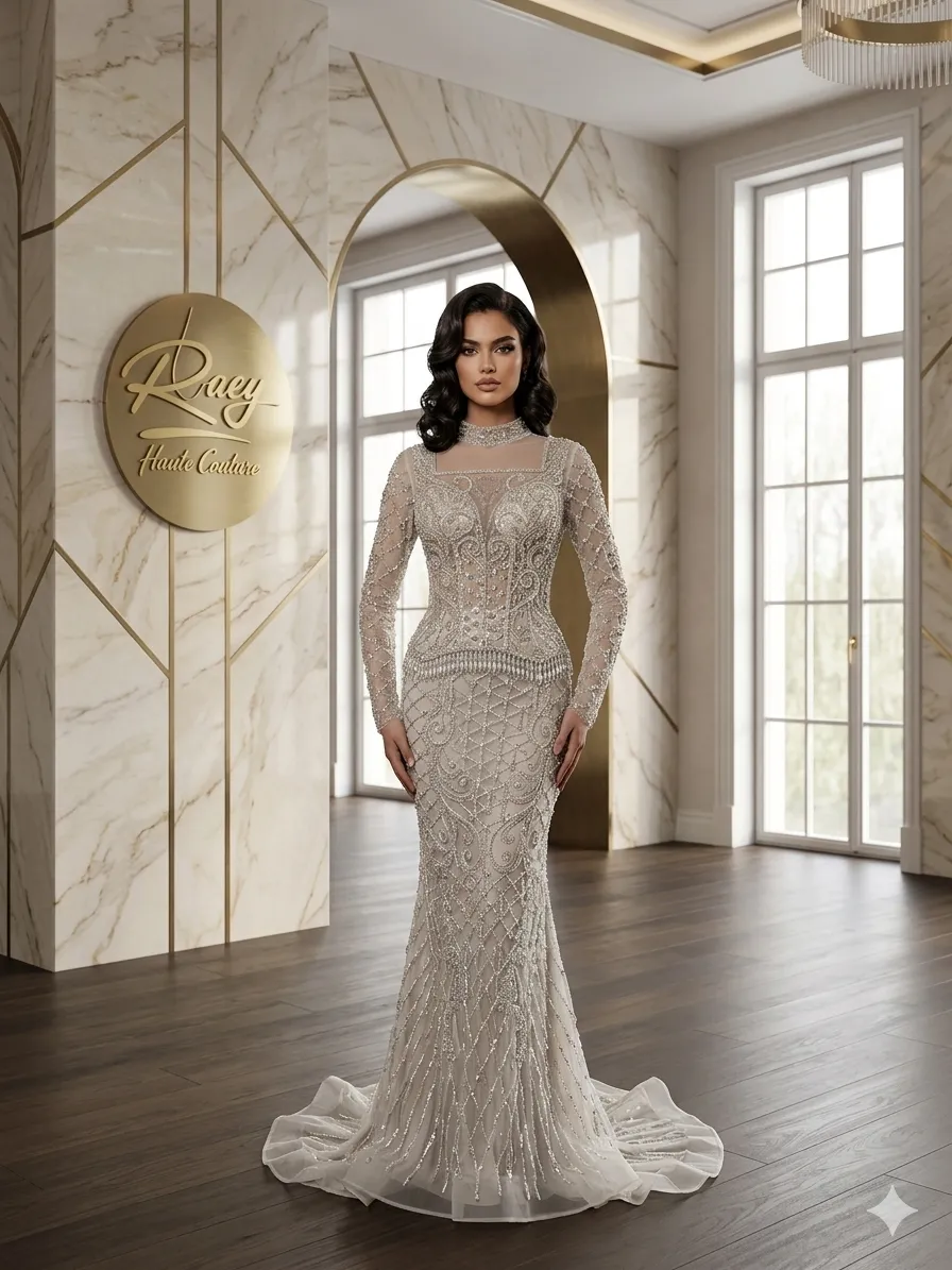 Silver soirée gown