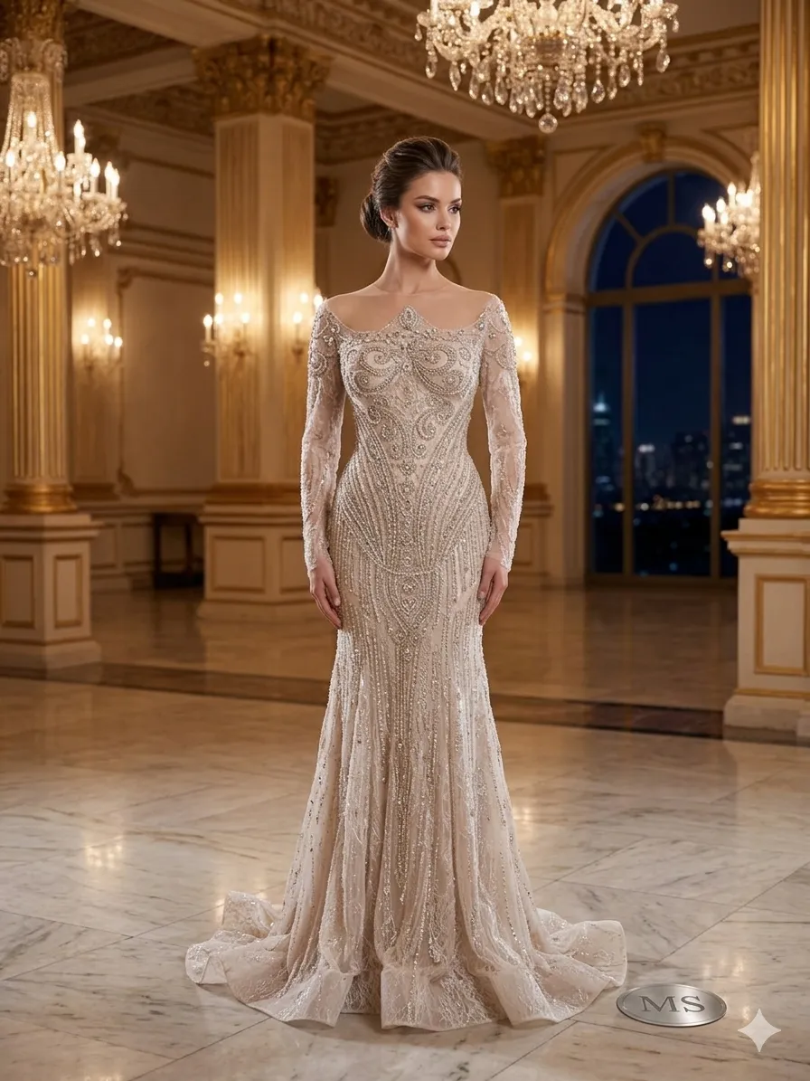 Brown soirée gown