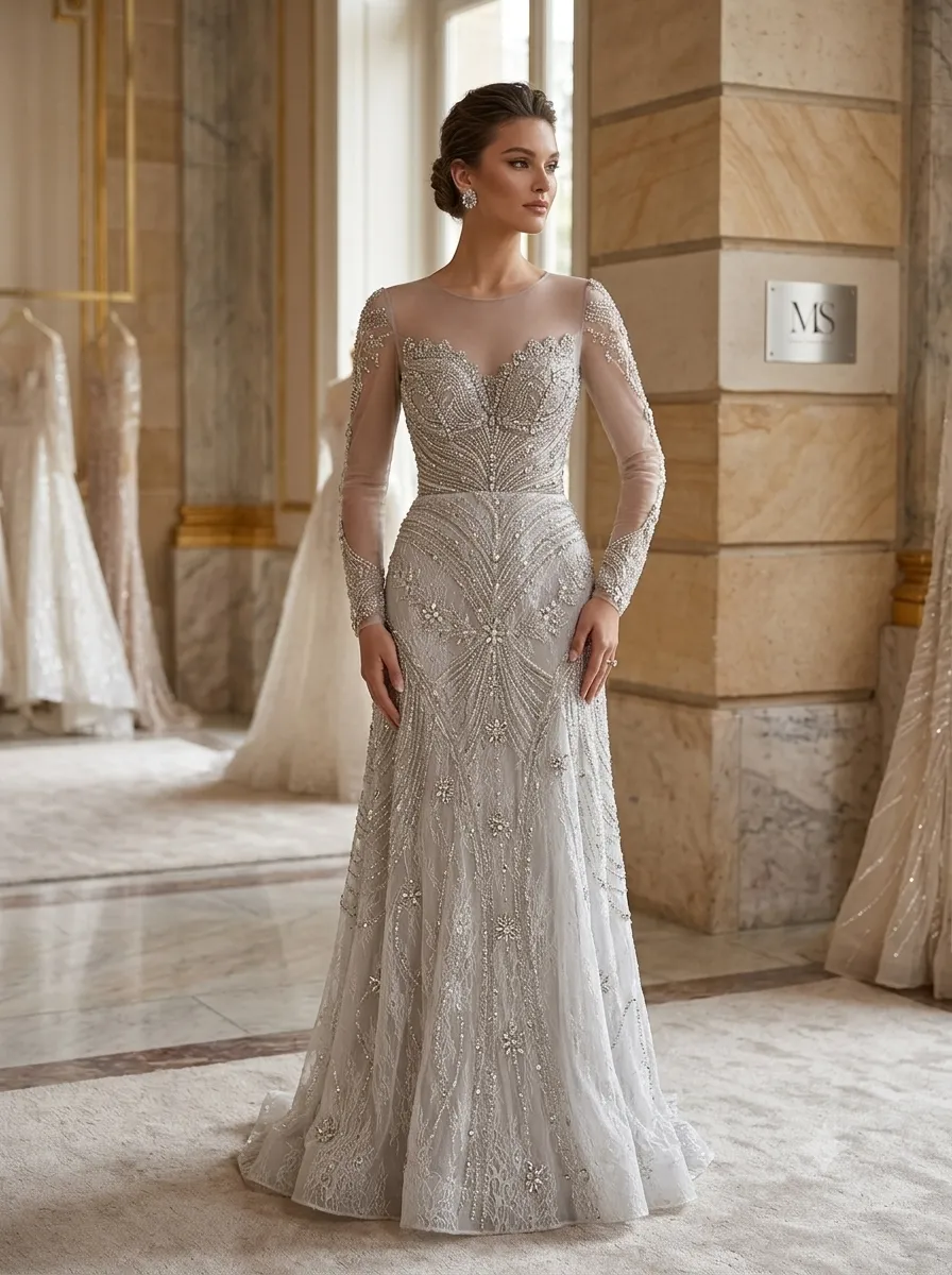 Nude soirée gown