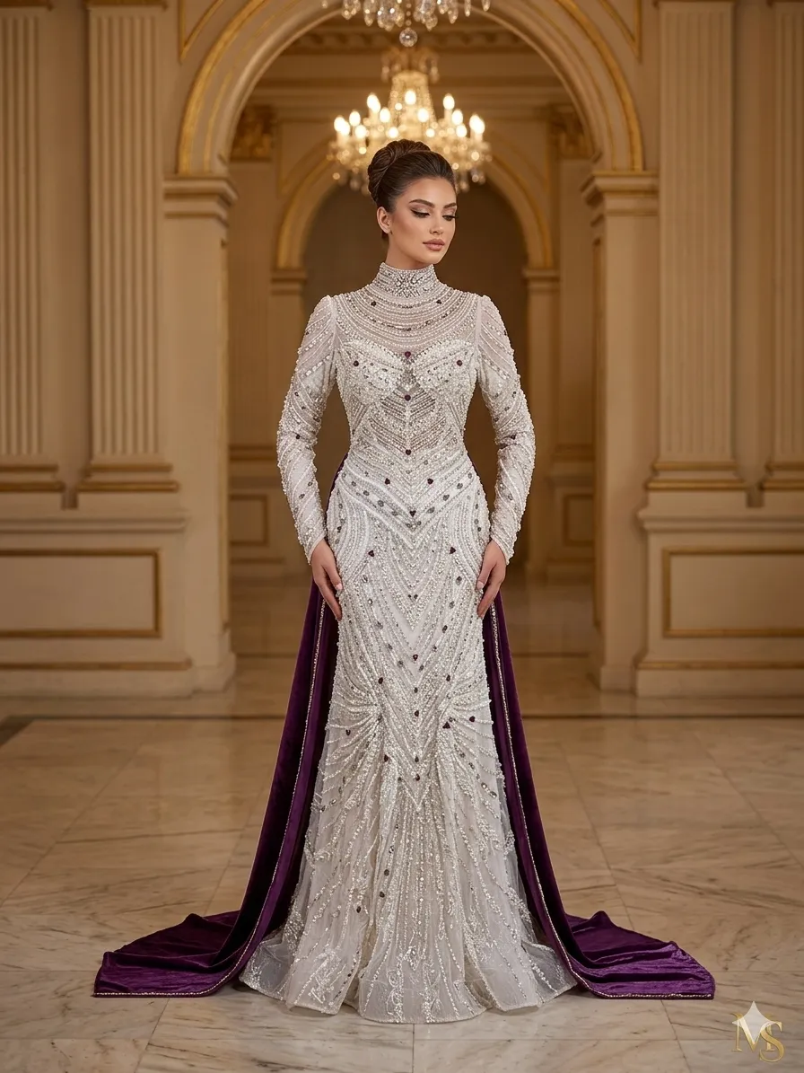 Silver soirée gown