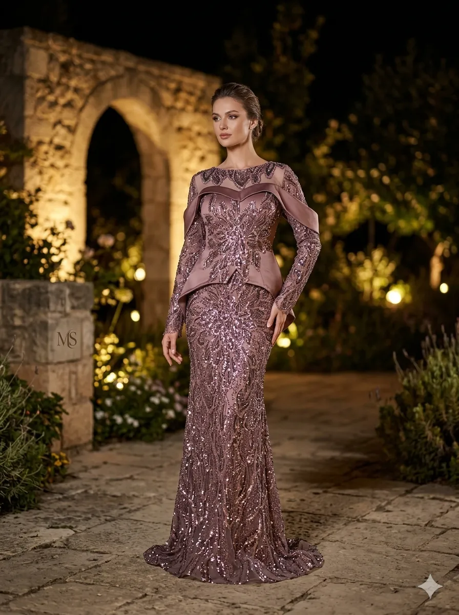 Burgundy soirée gown