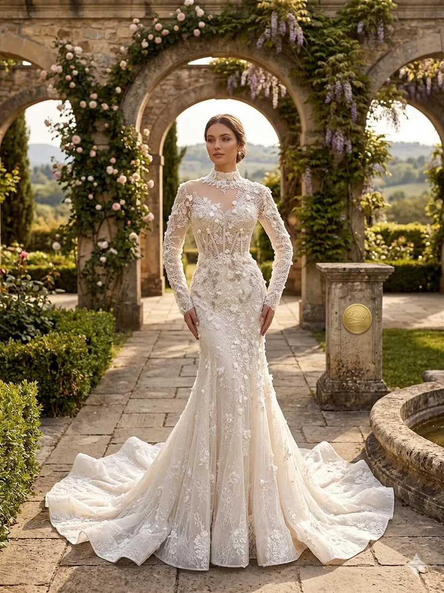 Nude soirée gown