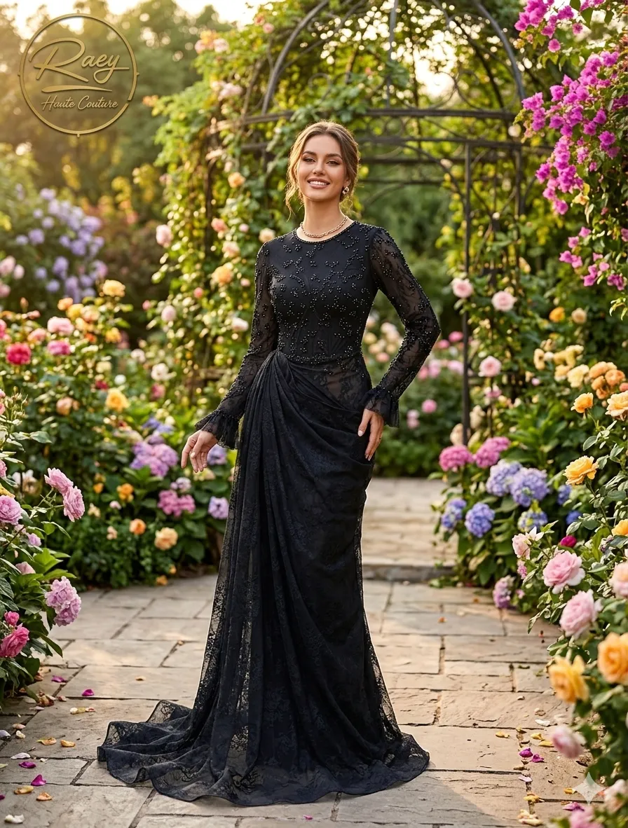 Black soirée gown