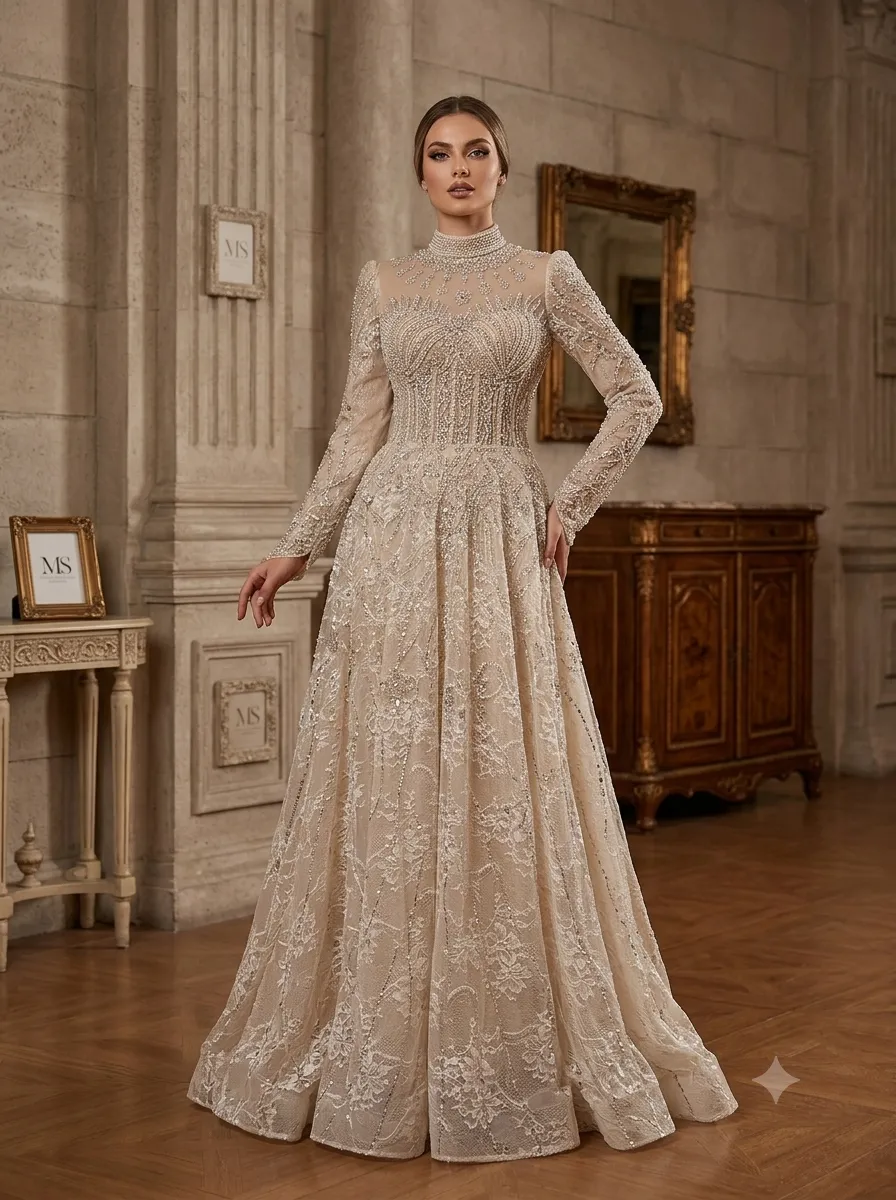 Brown soirée gown