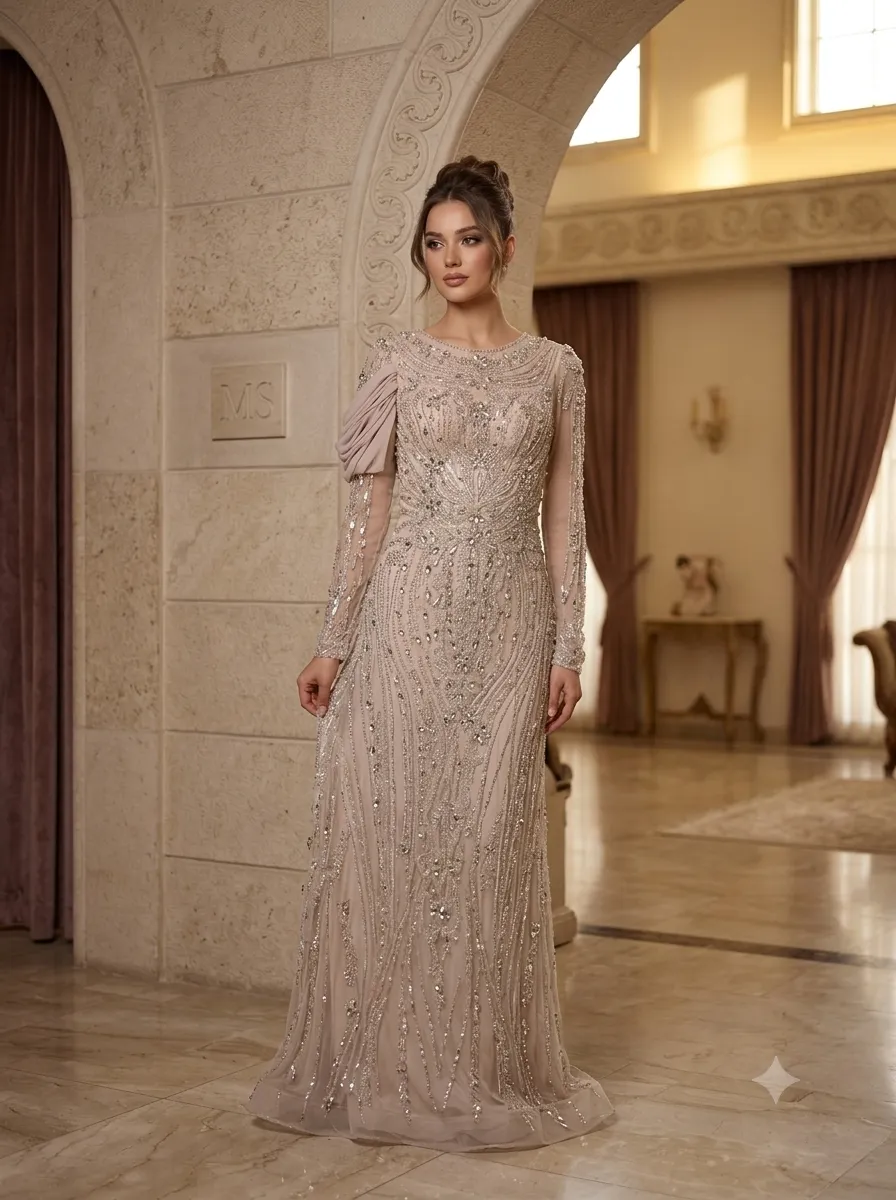 Gold soirée gown