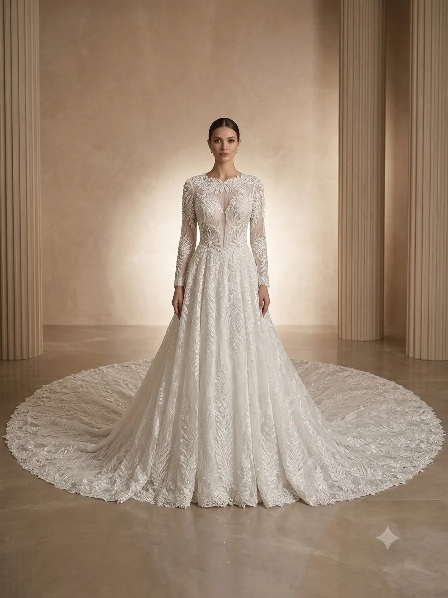 White wedding gown