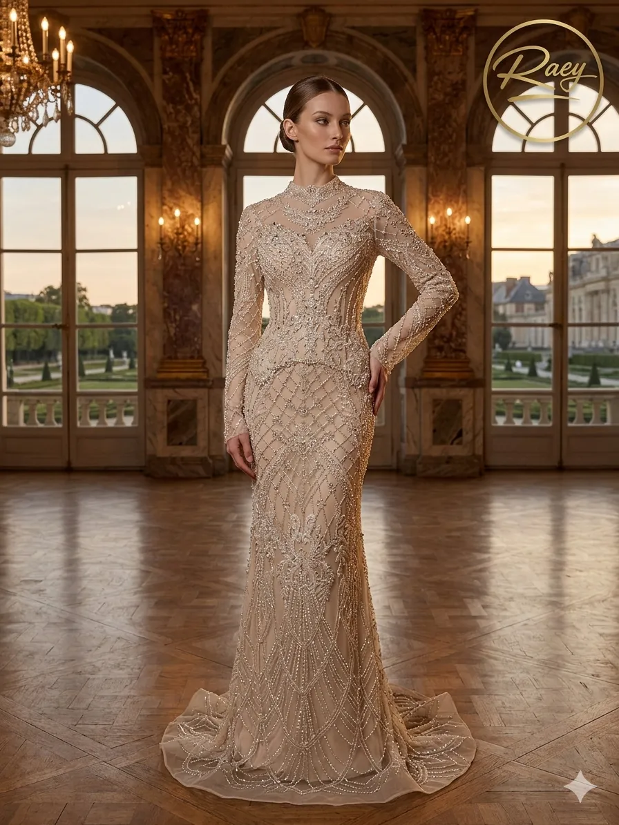 Nude soirée gown
