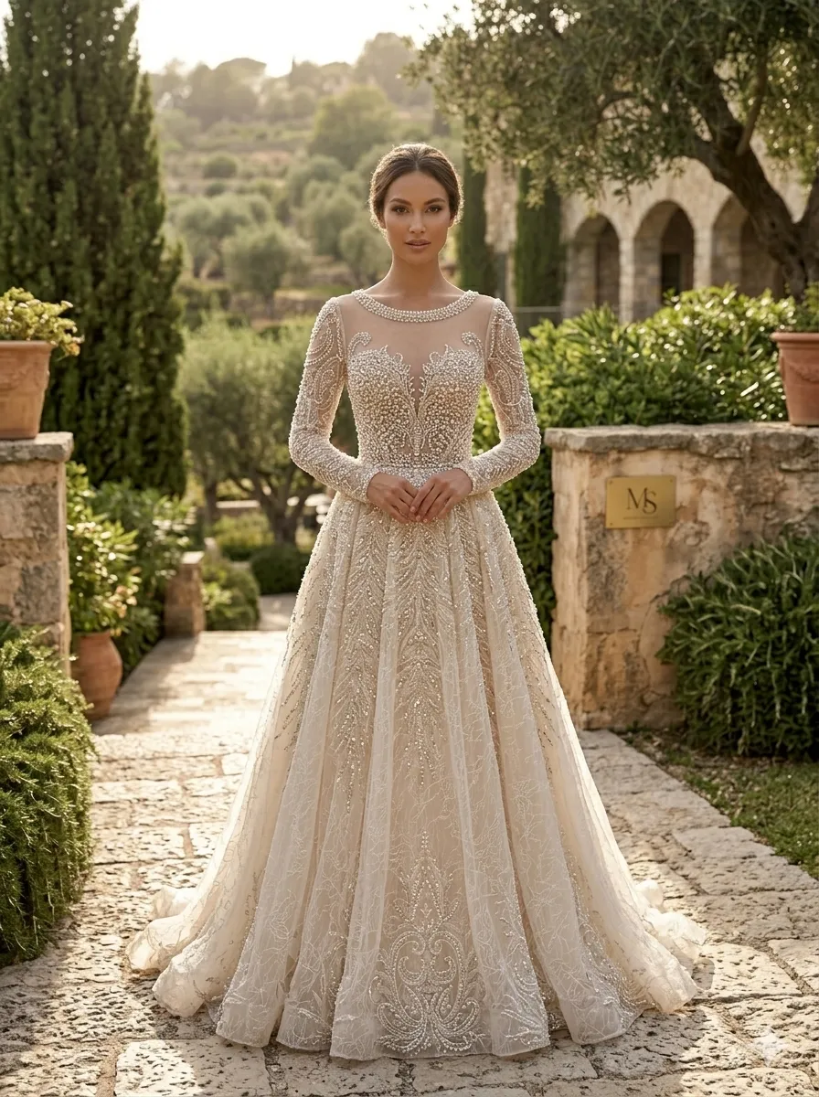 Beige soirée gown