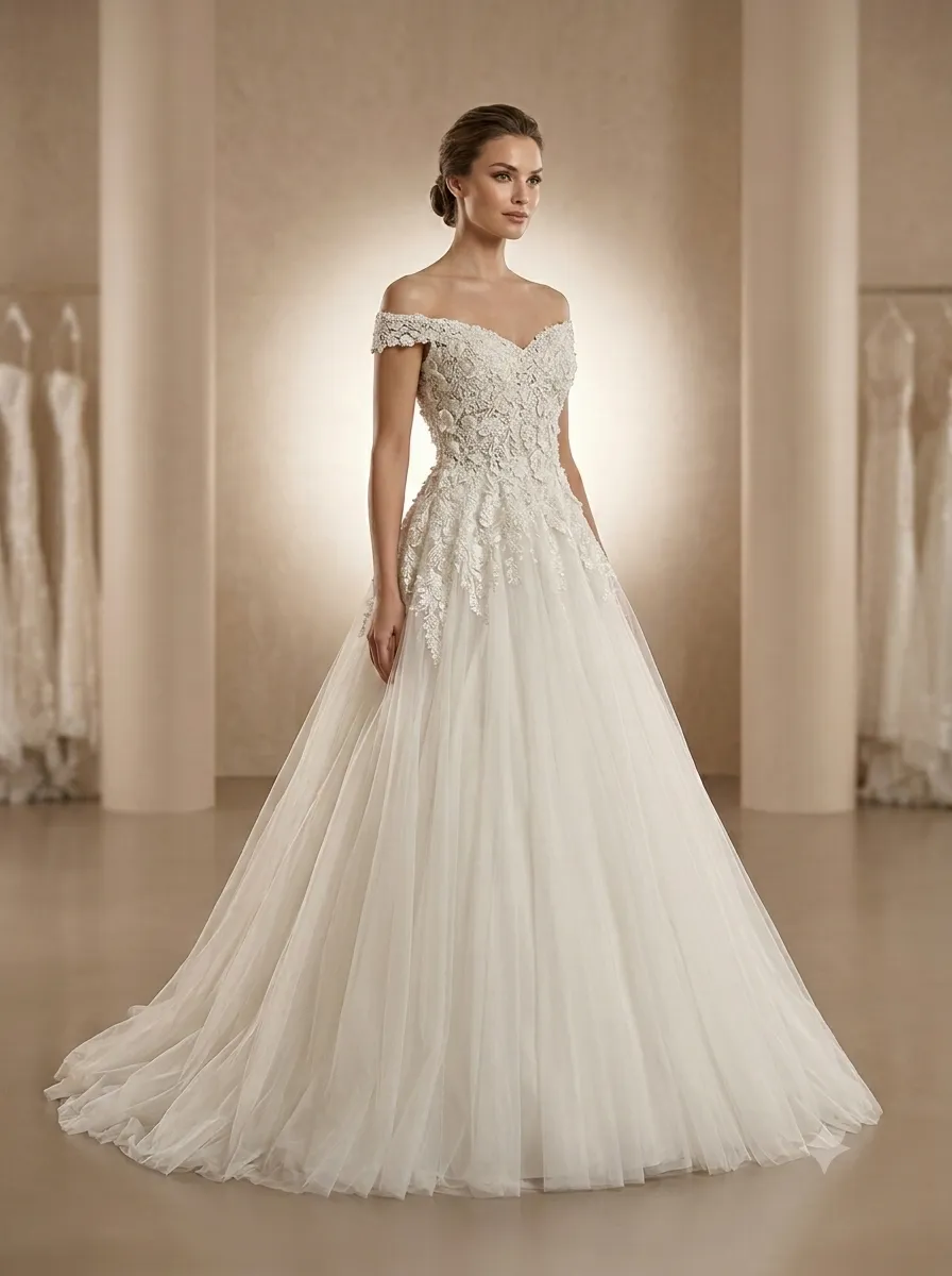 Ivory wedding gown