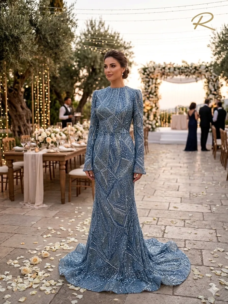 Grey soirée gown